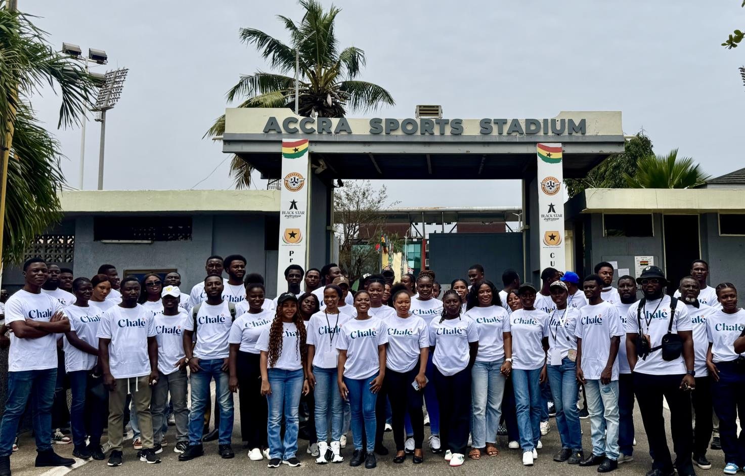 Volunteers gathered outside Accra Sports Stadium